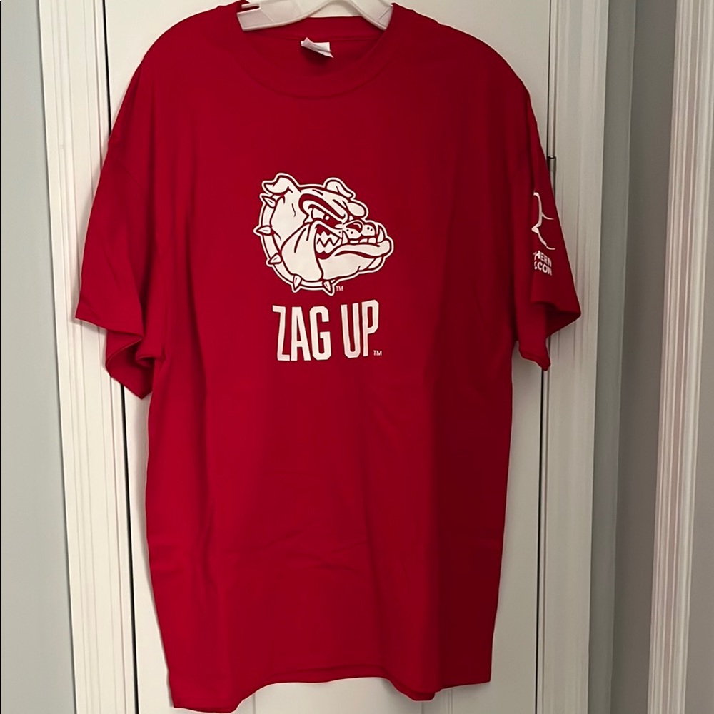 Red Graphic T-Shirt with Gonzaga Bulldog Design